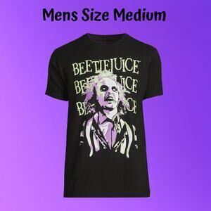 Mens BEETLEJUICE Graphic Crewneck T-shirt Black Size Medium